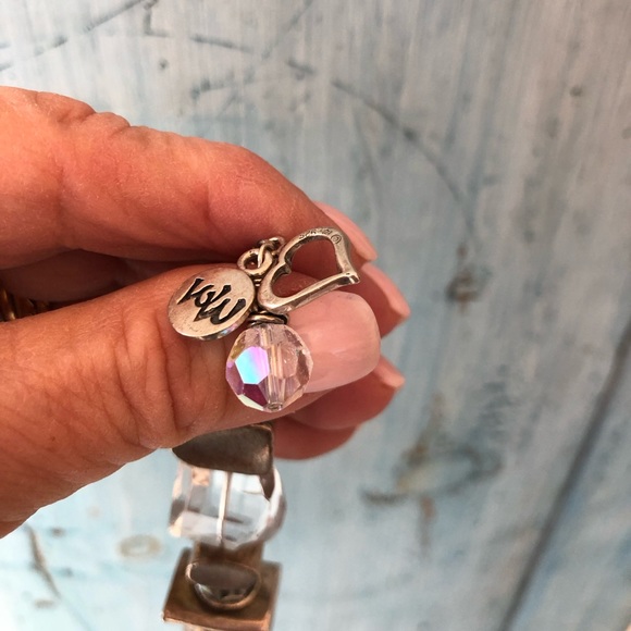 Bracelet w/Swarovski crystals, silver chunks & rings, and heart & arrow clasp - Picture 5 of 12